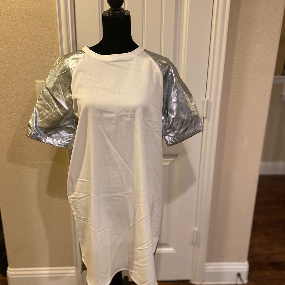 New Lavish Alice Silver and  White Dress